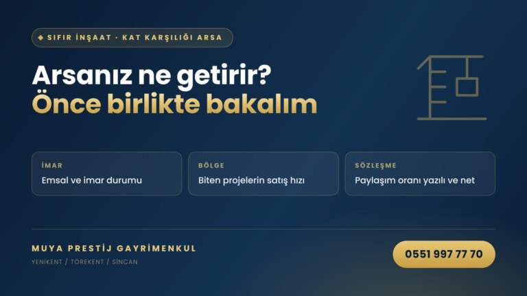 Yenikent sıfır inşaatlar ve kat karşılığı arsa değerlendirme — MUYA Prestij Gayrimenkul