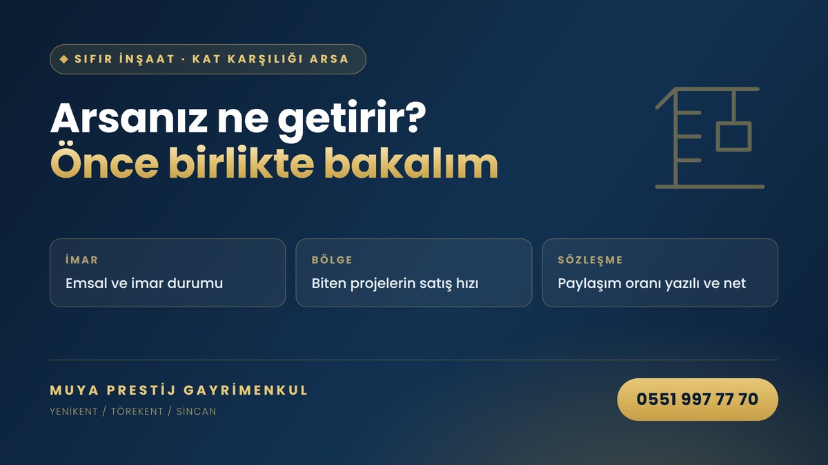 Yenikent sıfır inşaatlar ve kat karşılığı arsa değerlendirme — MUYA Prestij Gayrimenkul